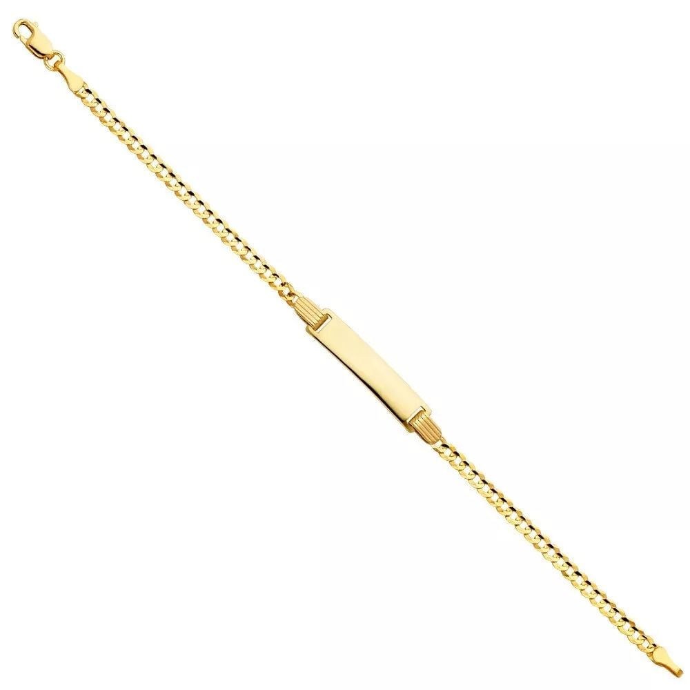 NEW 14K YELLOW 060 CUBAN BABY ID BRACELET: NEW 14K YELLOW 060 CUBAN BABY ID BRACELET 14K YELLOW GOLD NEW 060 CUBAN BABY ID BRACELET WEIGHT: 2.5g LENGTH 6in