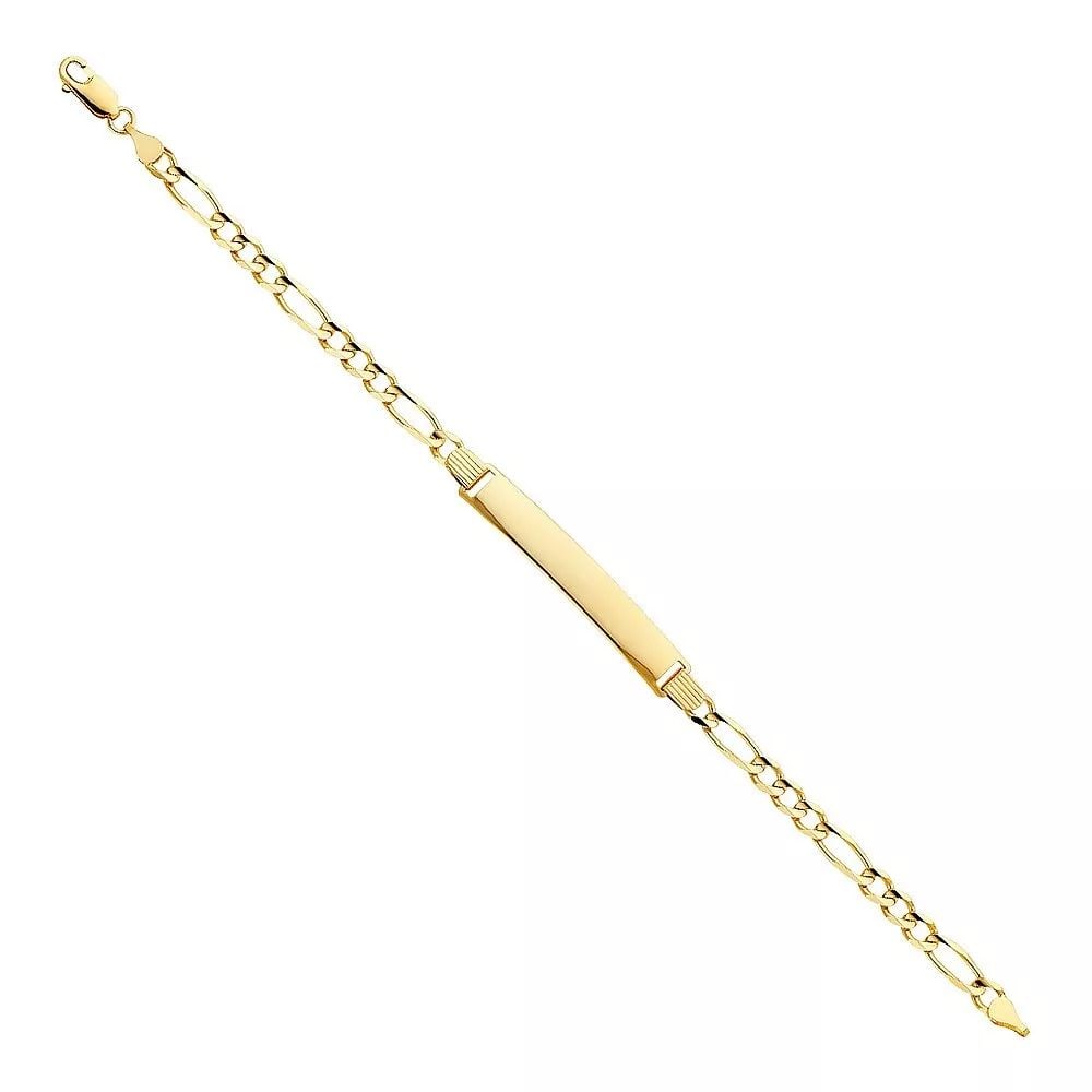 NEW 14K YELLOW 120 FIGARO 3+1 ID BRACELET (1 of 2)