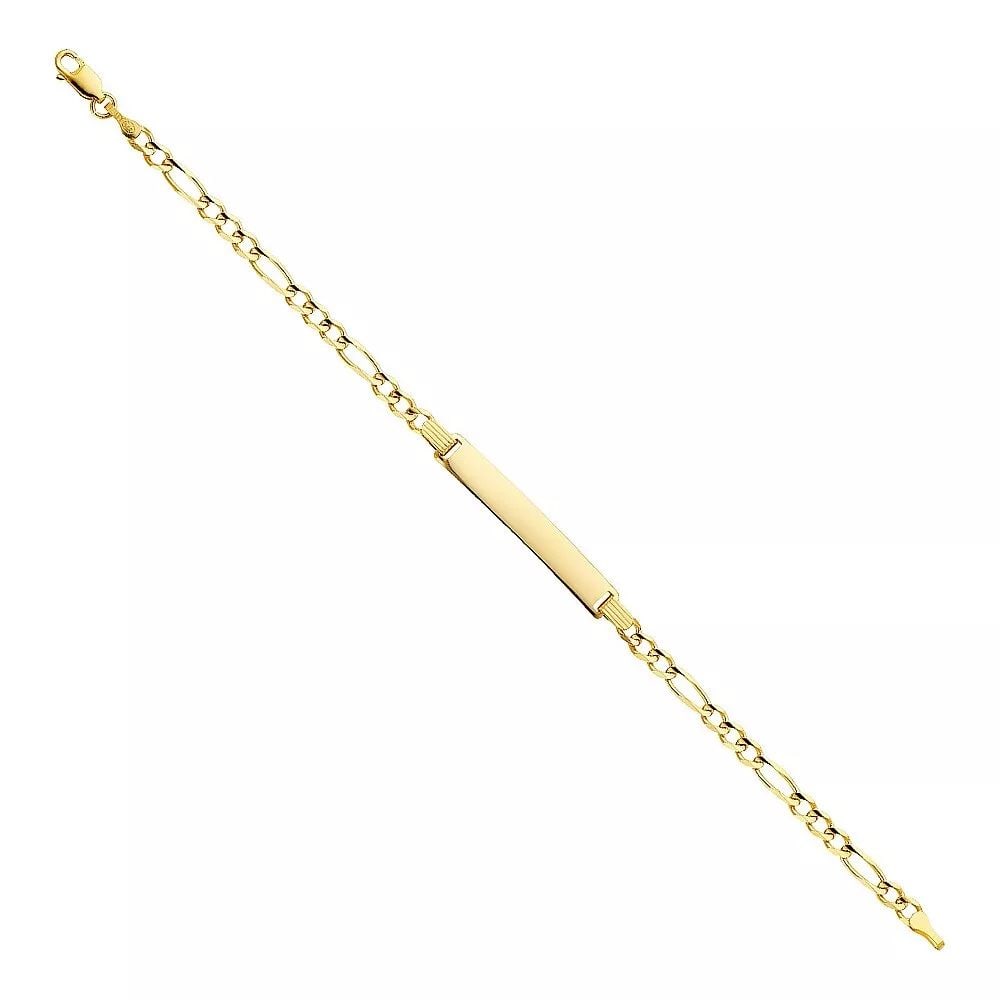 NEW 14K YELLOW 100 FIGARO 3+1 ID BRACELET (1 of 2)