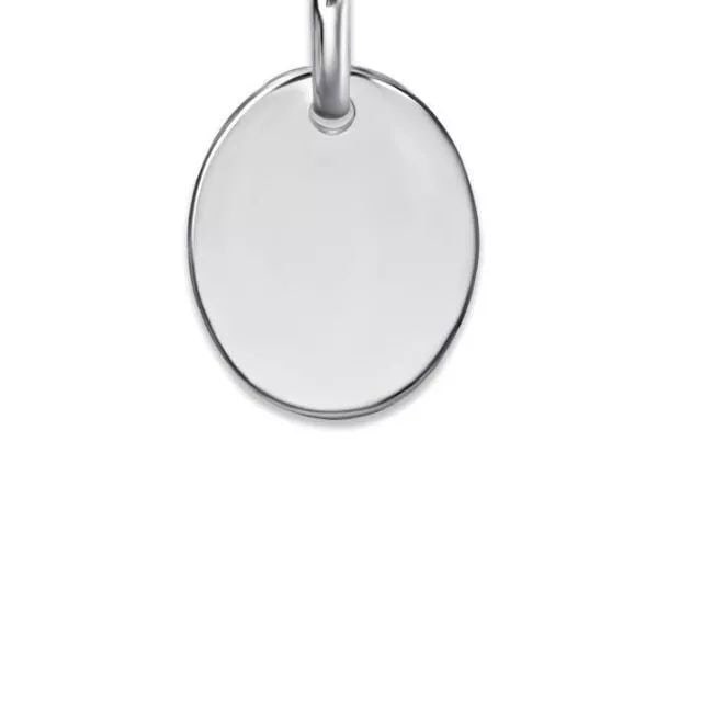 NEW 14K WHITE GOLD HIGH POLISHED OVAL PENDANT (1 of 2)