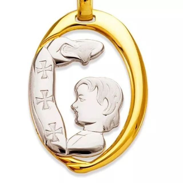 NEW 14K TWO-TONE GOLD BAPTISM PENDANT: NEW 14K TWO-TONE GOLD BAPTISM PENDANT 14K Two Tone Gold Approx. 18x25mm High Polished Chains Sold Separatel Weight: 3.2 Grams