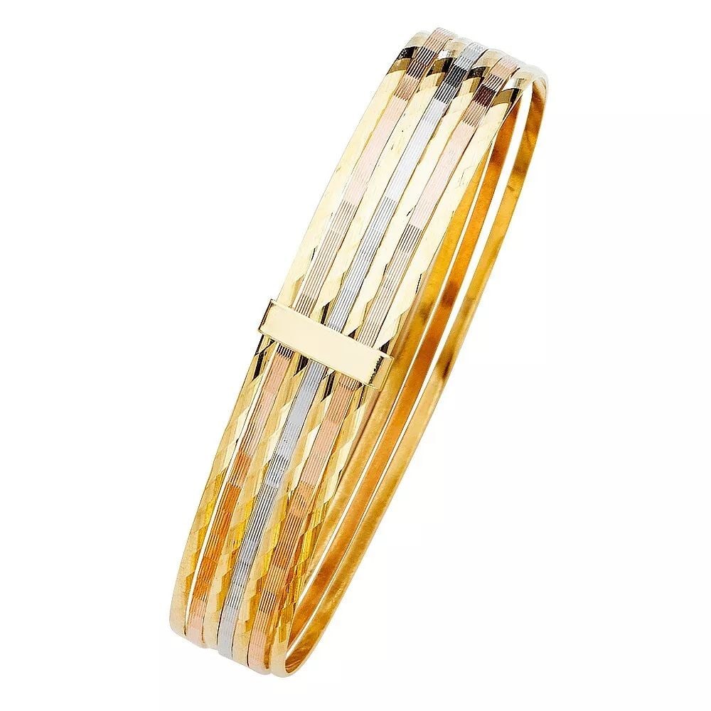 NEW 14K TRI COLOR 3C 7DAYS GOLD SOLID BANGLE (1 of 2)