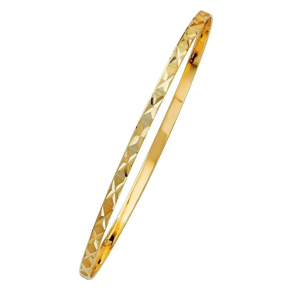 NEW 14K YELLOW 3mm GOLD SOLID BANGLE (1 of 2)