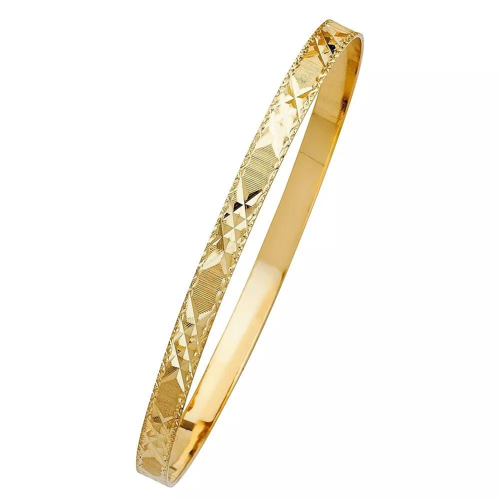 NEW 14K YELLOW 5mm GOLD SOLID BANGLE: NEW 14K YELLOW 5mm GOLD Solid BANGLE New Yellow gold Material Type : 14k Gold 14KY 5mm Solid Bangle Avg. Weight : 7.8g