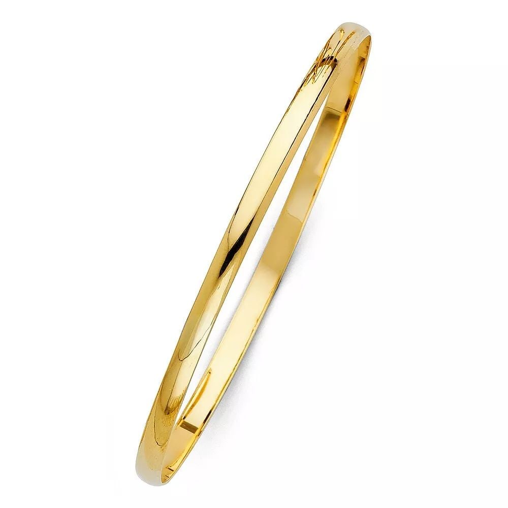 NEW 14K YELLOW 4mm GOLD SOLID BANGLE: NEW 14K YELLOW 4mm GOLD Solid BANGLE New Yellow gold Material Type : 14k Gold 14KY 4mm Solid Bangle Avg. Weight : 8.8g