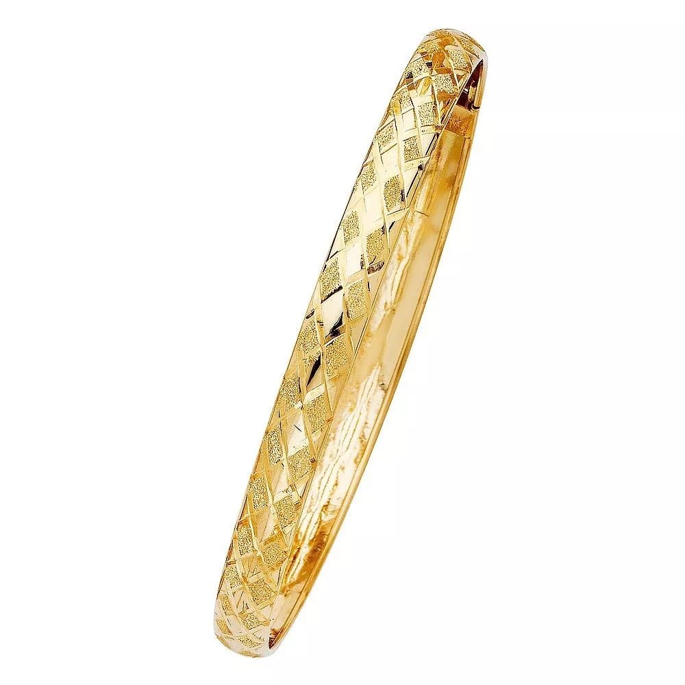 NEW 14K YELLOW 7mm GOLD FLEXIBLE BANGLE BRACELET: NEW 14K YELLOW 7mm GOLD FLEXIBLE BANGLE BRACELET New Yellow gold Material Type : 14k Gold 14KY 7mm Flexible Bangle Avg. Weight : 6.8g