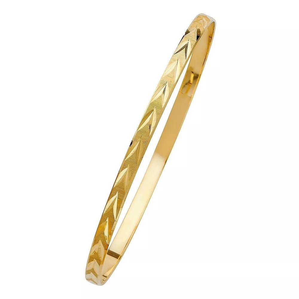 NEW 14K YELLOW 4mm GOLD SOLID BANGLE: NEW 14K YELLOW 4mm GOLD Solid BANGLE New Yellow gold Material Type : 14k Gold 14KY 4mm Solid Bangle Avg. Weight : 6.6g