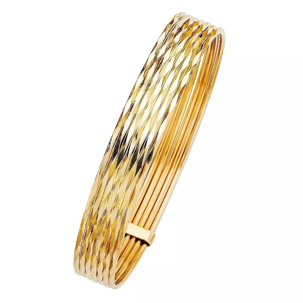 NEW 14K YELLOW 7DAYS GOLD SOLID BANGLE: NEW 14K YELLOW 7DAYS GOLD SOLID BANGLE New YELLOW Material Type : 14k Gold 3C 7DAYS GOLD SOLID BANGLE Avg. Weight : 20.0g