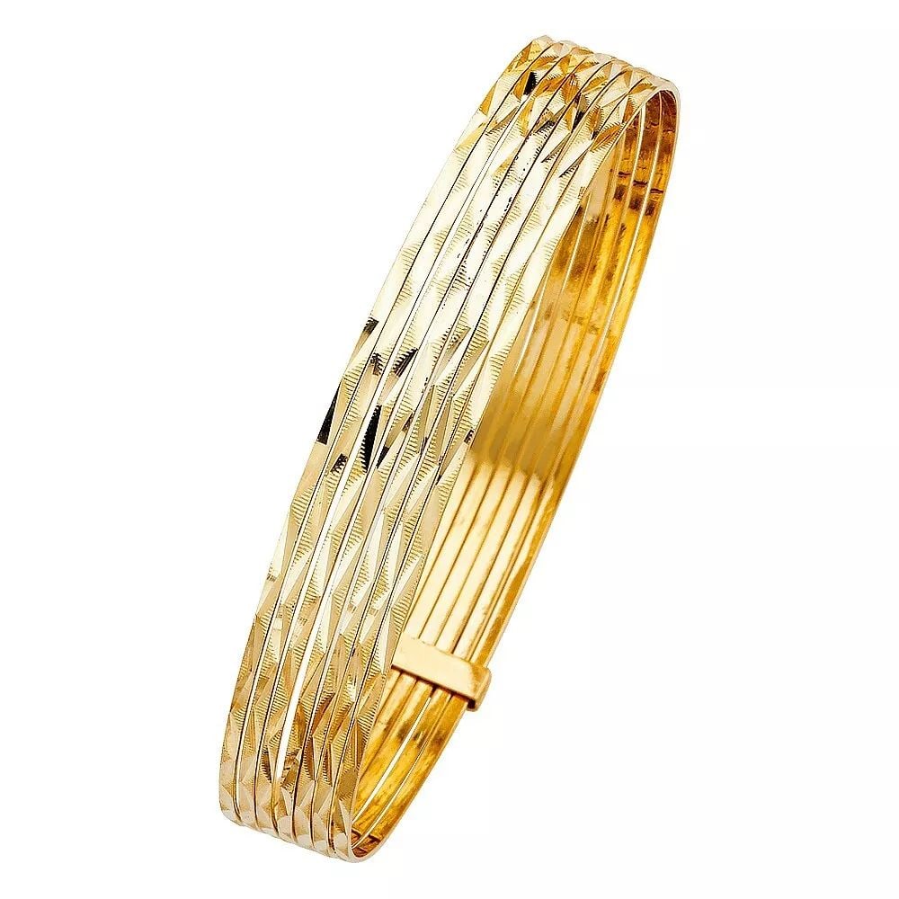 NEW 14K YELLOW 7DAYS GOLD SOLID BANGLE: NEW 14K YELLOW 7DAYS GOLD SOLID BANGLE New YELLOW Material Type : 14k Gold 7DAYS GOLD SOLID BANGLE Avg. Weight : 21.1g