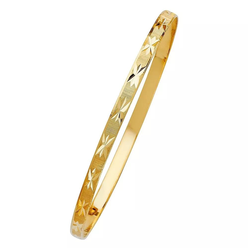 NEW 14K YELLOW 4mm GOLD SOLID BANGLE (1 of 2)