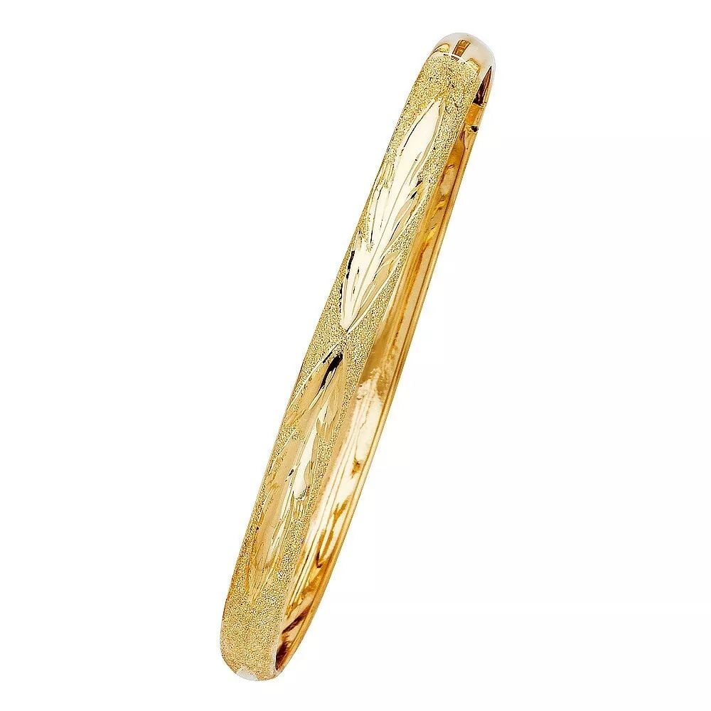 NEW 14K YELLOW 7mm GOLD FLEXIBLE BANGLE BRACELET (1 of 2)