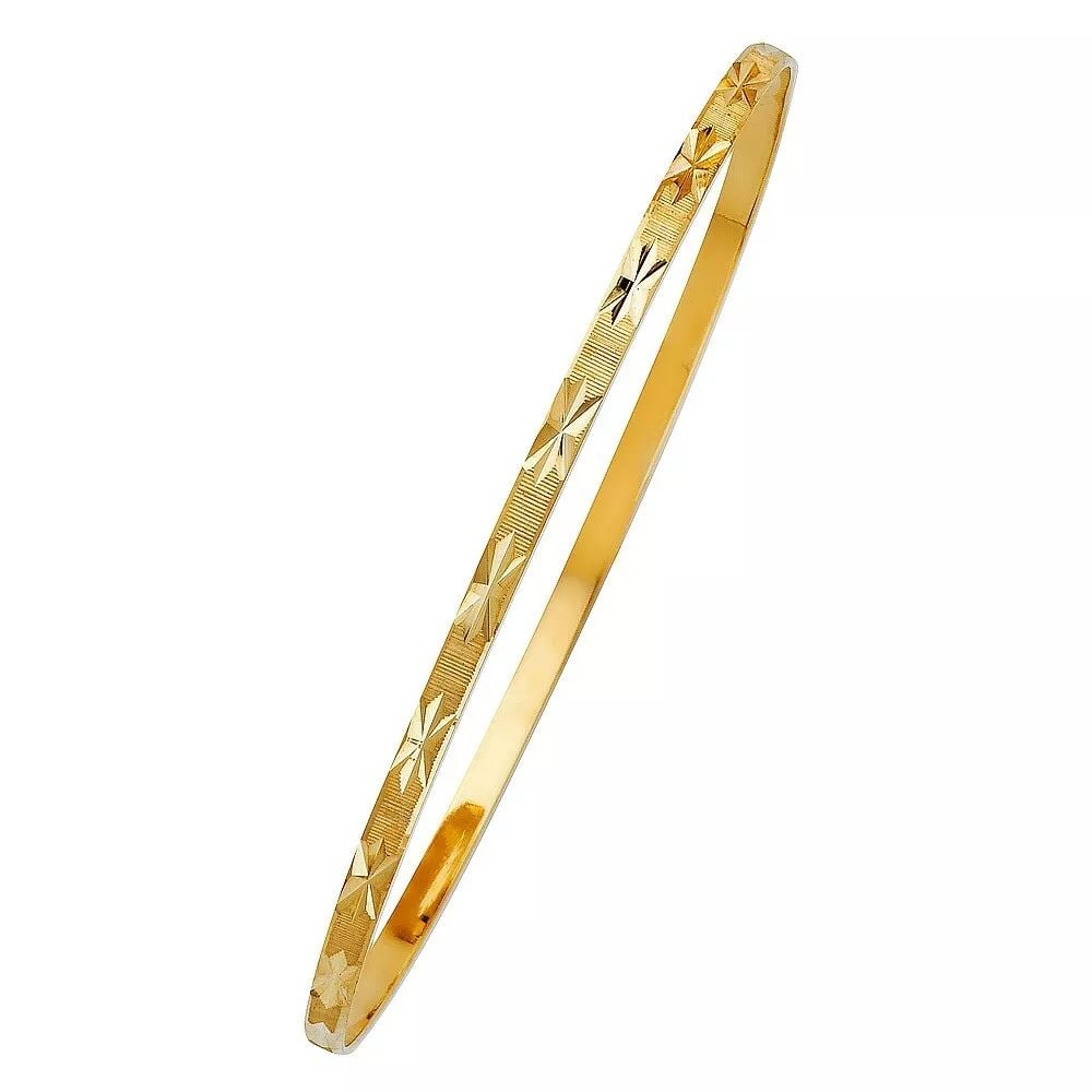 NEW 14K YELLOW 3mm GOLD SOLID BANGLE (1 of 2)