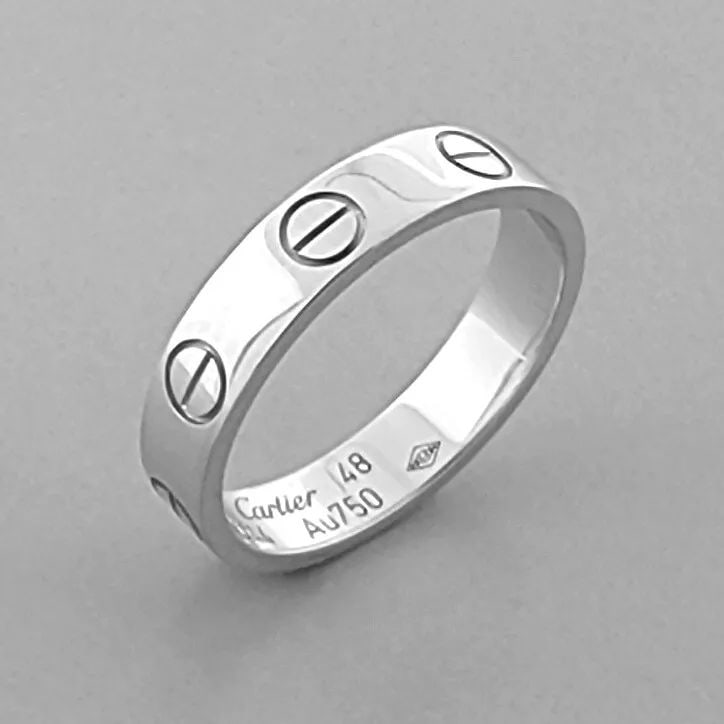 CARTIER 18K WHITE GOLD MINI WEDDING BAND LOVE RING SIZE 4.5 - 48 BOX (1 of 2)