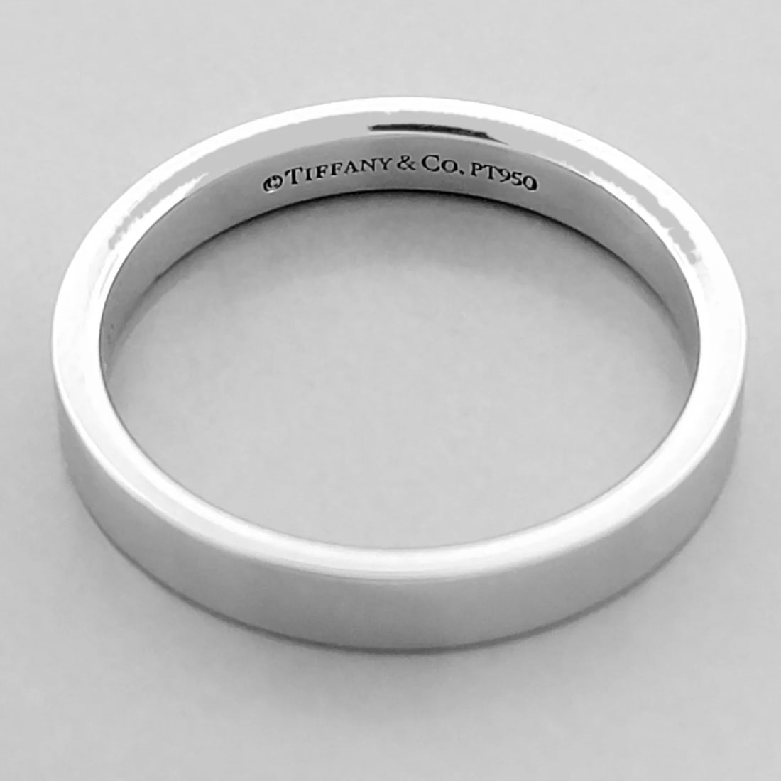 TIFFANY & Co. 3mm PLATINUM COMFORT FIT FLAT WEDDING BAND RING POUCH SIZE 7 (1 of 2)