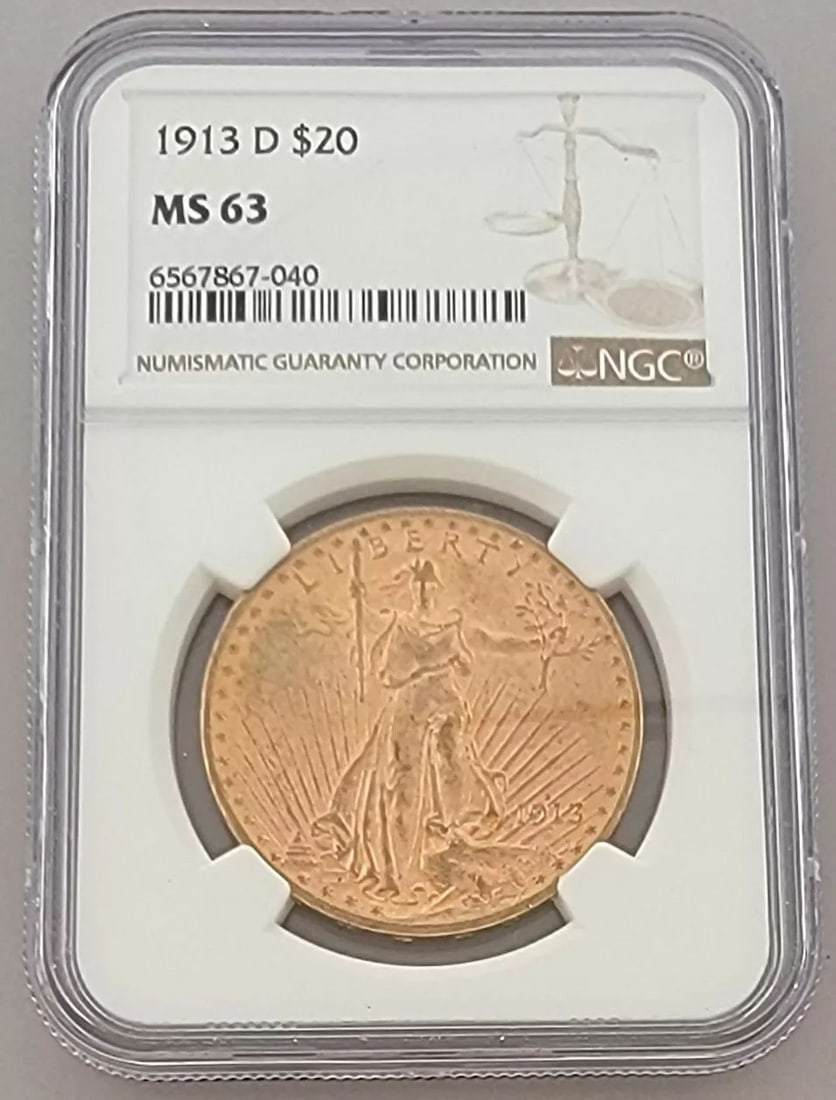 $20 SAINT GAUDENS GOLD DOUBLE EAGLE 1913-D - NGC MS63 (1 of 2)