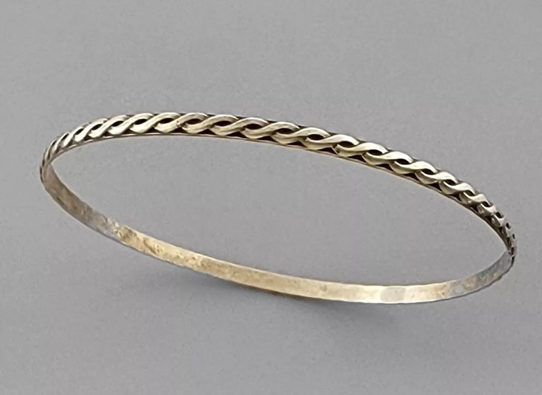 VINTAGE STERLING SILVER WOVEN ROPE BANGLE BRACELET (1 of 2)