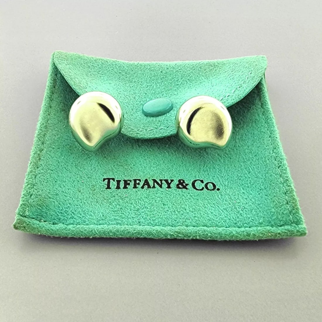 TIFFANY & Co. STERLING SILVER BEAN NUGGET ELSA PERETTI EARRINGS POUCH (1 of 2)