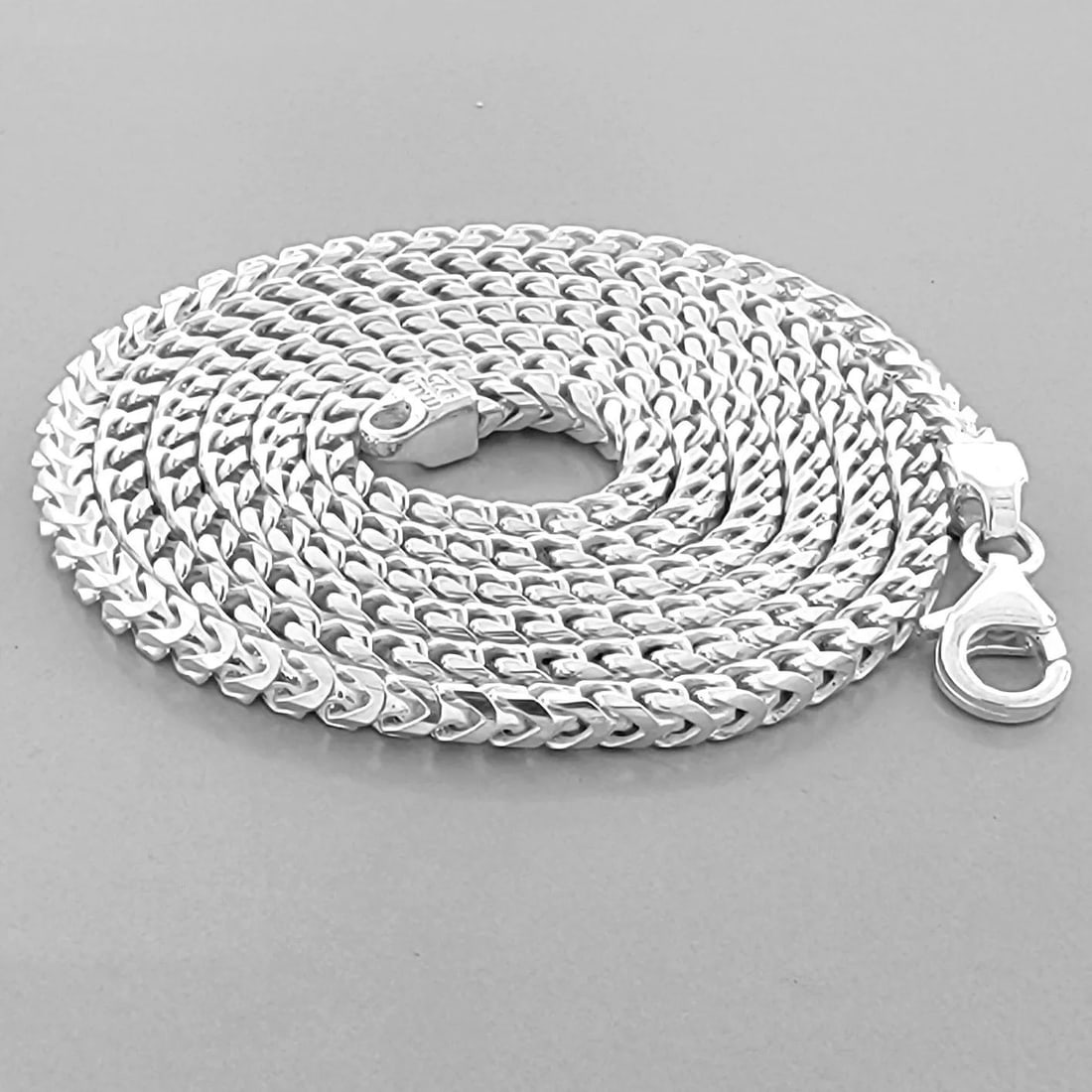 NEW STERLING SILVER SOLID HEAVY SOLID FRANCO CHAIN 3mm - 30" ITALY (1 of 2)