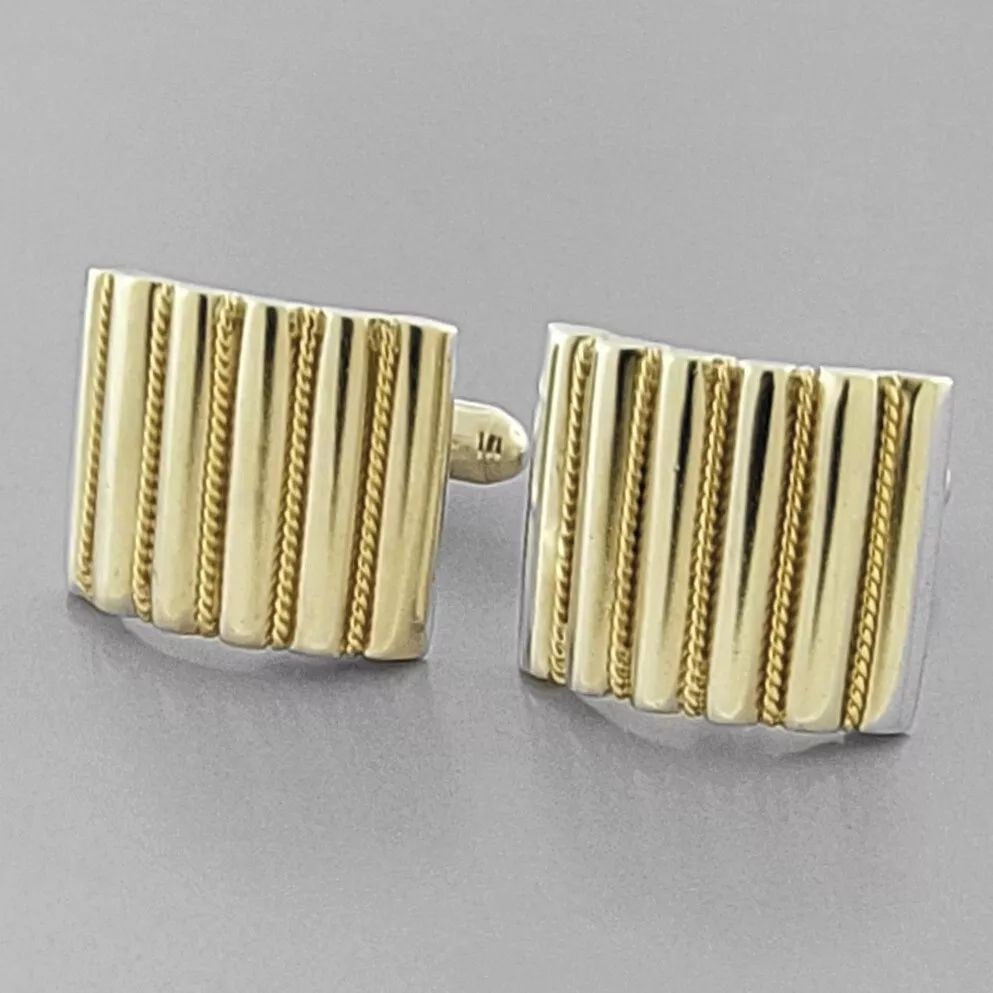 TIFFANY & Co. 18K STERLING SILVER ROPE SQUARE CUFFLINKS (1 of 2)