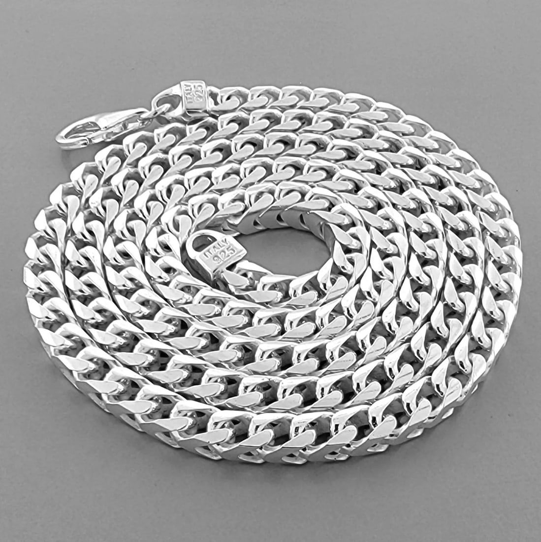 NEW STERLING SILVER SOLID MEN' S HEAVY SOLID FRANCO CHAIN 5.5mm 28" ITALY (1 of 2)