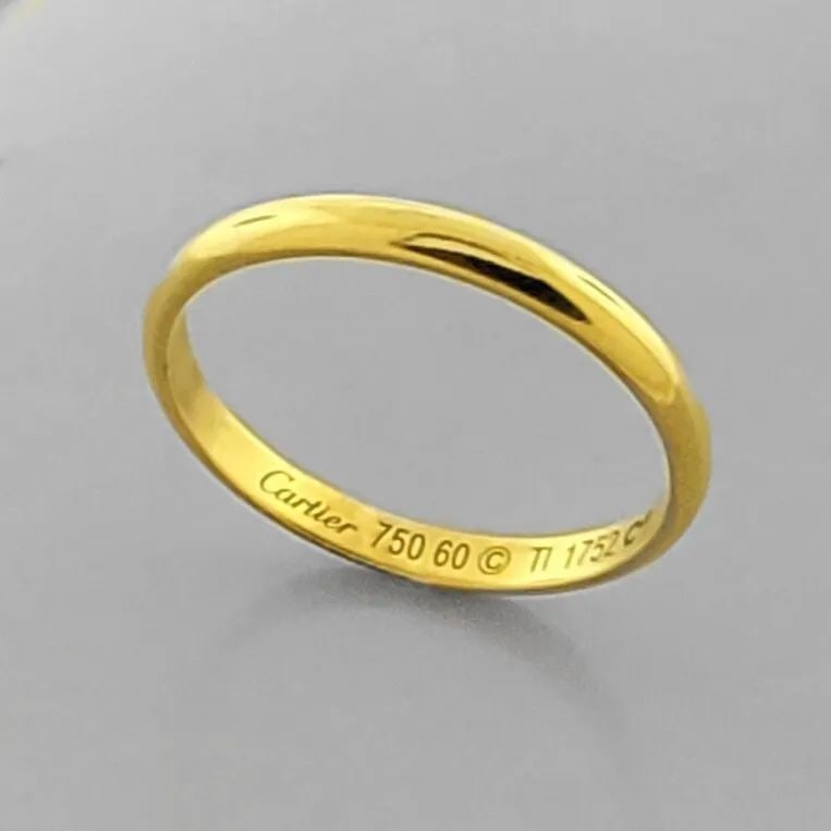 CARTIER 18K GOLD WEDDING BAND RING 2.5mm SIZE 9 - 60 BOX (1 of 2)