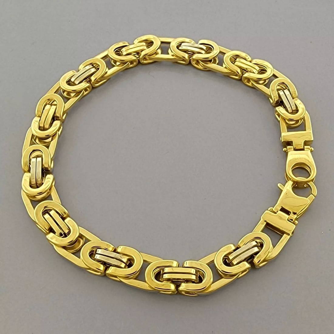 NEW 14K TWO TONE GOLD MENS BYZANTINE BRACELET (1 of 2)