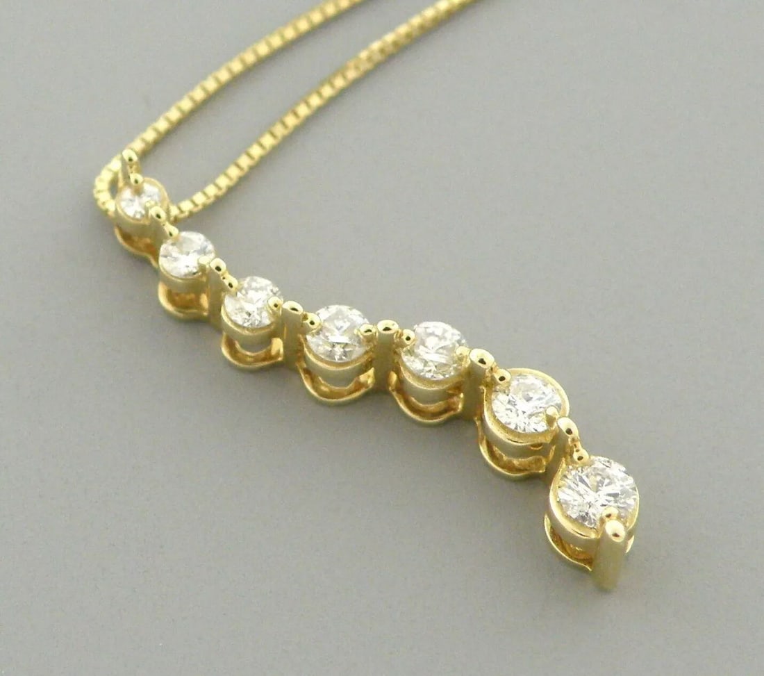 NEW 14K YELLOW GOLD LADIES DIAMOND JOURNEY NECKLACE 0.33CT (1 of 2)