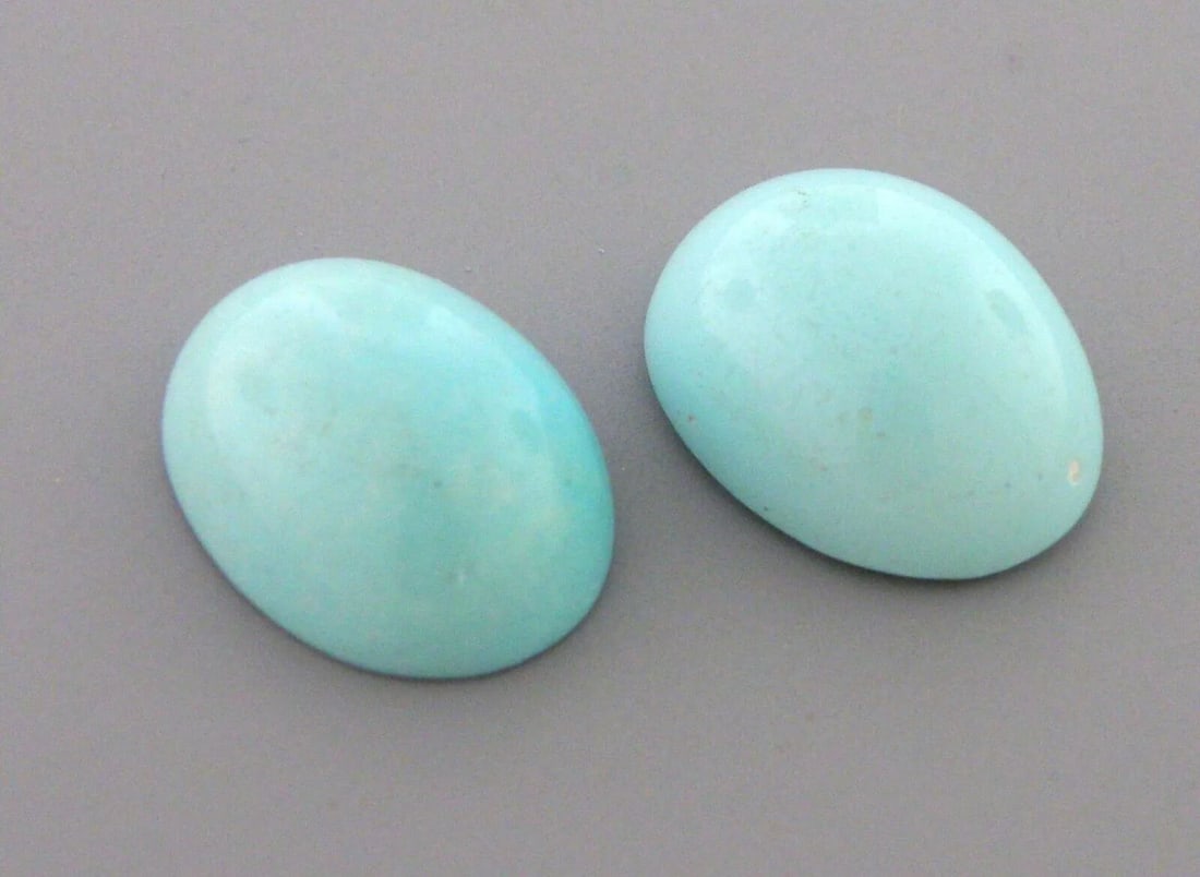 16.17ct MATCHING PAIR NATURAL 16x12mm CABOCHON OVAL TURQUOISE ROBINS EGG (1 of 2)