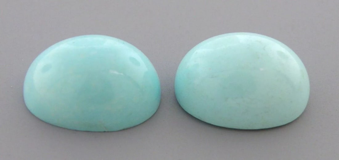 20.68ct MATCHING PAIR NATURAL 16x12mm CABOCHON OVAL TURQUOISE ROBINS EGG (1 of 2)