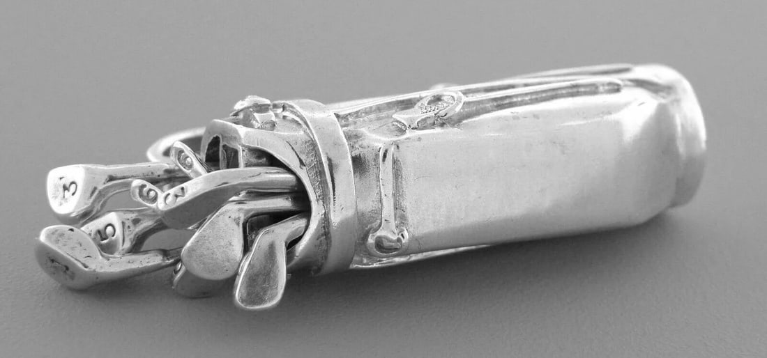 TIFFANY & Co. STERLING SILVER GOLF BAG AND CLUBS SET PENDANT WITH POUCH (1 of 2)