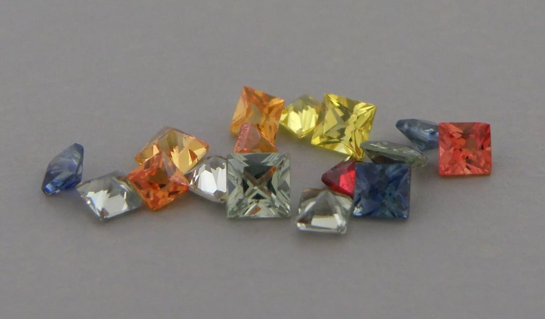 1.82ct WHOLESALE LOT OF PRINCESS CUT MULTI COLOR SAPPHIRE (1 of 2)