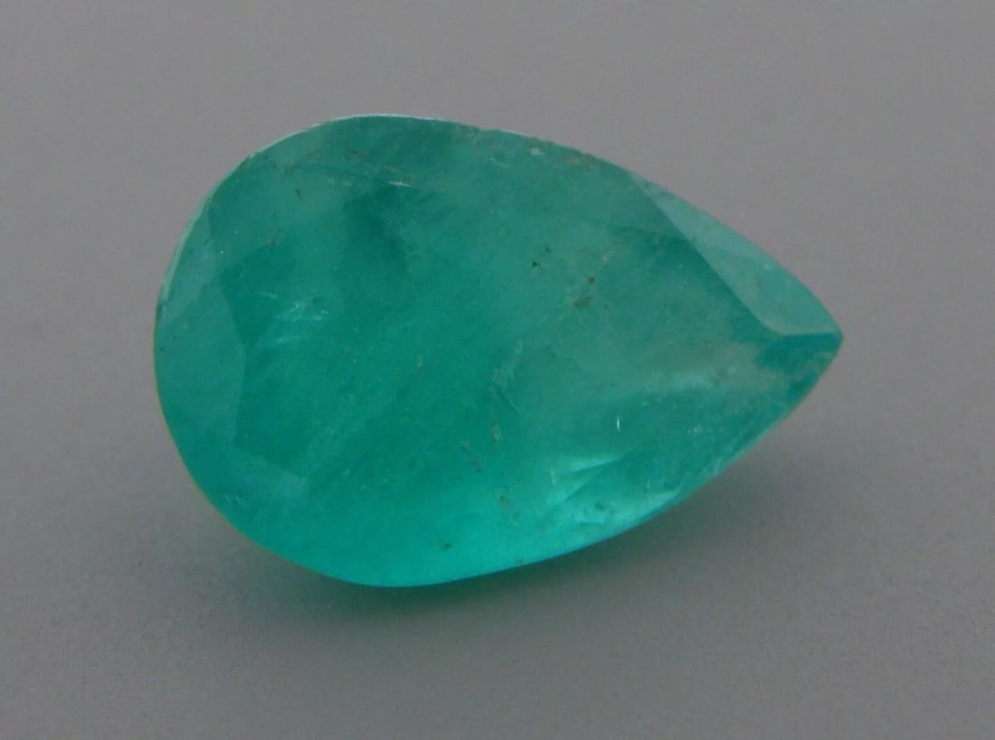 5.10ct NATURAL COLOMBIAN GREEN EMERALD PEAR SHAPE 14x9.2mm (1 of 2)