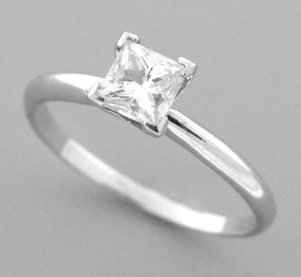 0.35ct 14k WHITE GOLD DIAMOND ENGAGEMENT RING SOLITAIRE G SI1 PRINCESS (1 of 2)