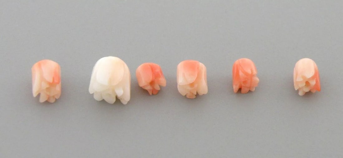 NATURAL UNTREATED 4.72ct CORAL 6 LOT FLOWERS FOR STUDS (1 of 2)