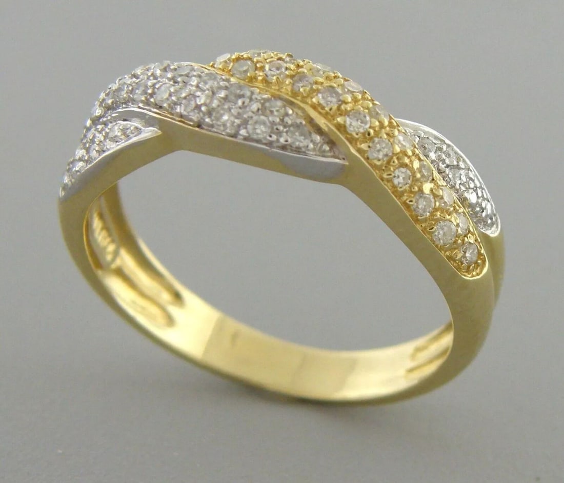 14K YELLOW / WHITE GOLD DIAMOND LADIES TWIST RING 0.46CT (1 of 2)