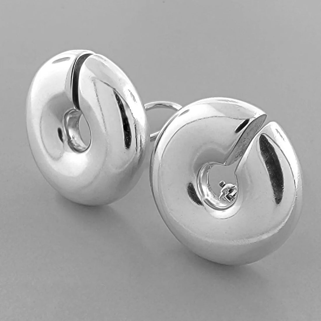 KIESELSTEIN CORD STERLING SILVER CIRCLE MODERNIST DONUT EARRINGS CLIP ON (1 of 2)