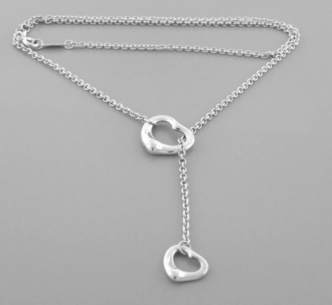 TIFFANY & CO. STERLING SILVER LARIAT ELSA PERETTI HEART NECKLACE: JOHN HARDY 18K STERLING SILVER NECKLACE Necklace measure 15.75" Long x 0.40" Wide John Hardy 18K Yellow gold Sterling silver Jaisalmer Necklace Smoky quartz & pearls Pre-owned in good condition, pleas