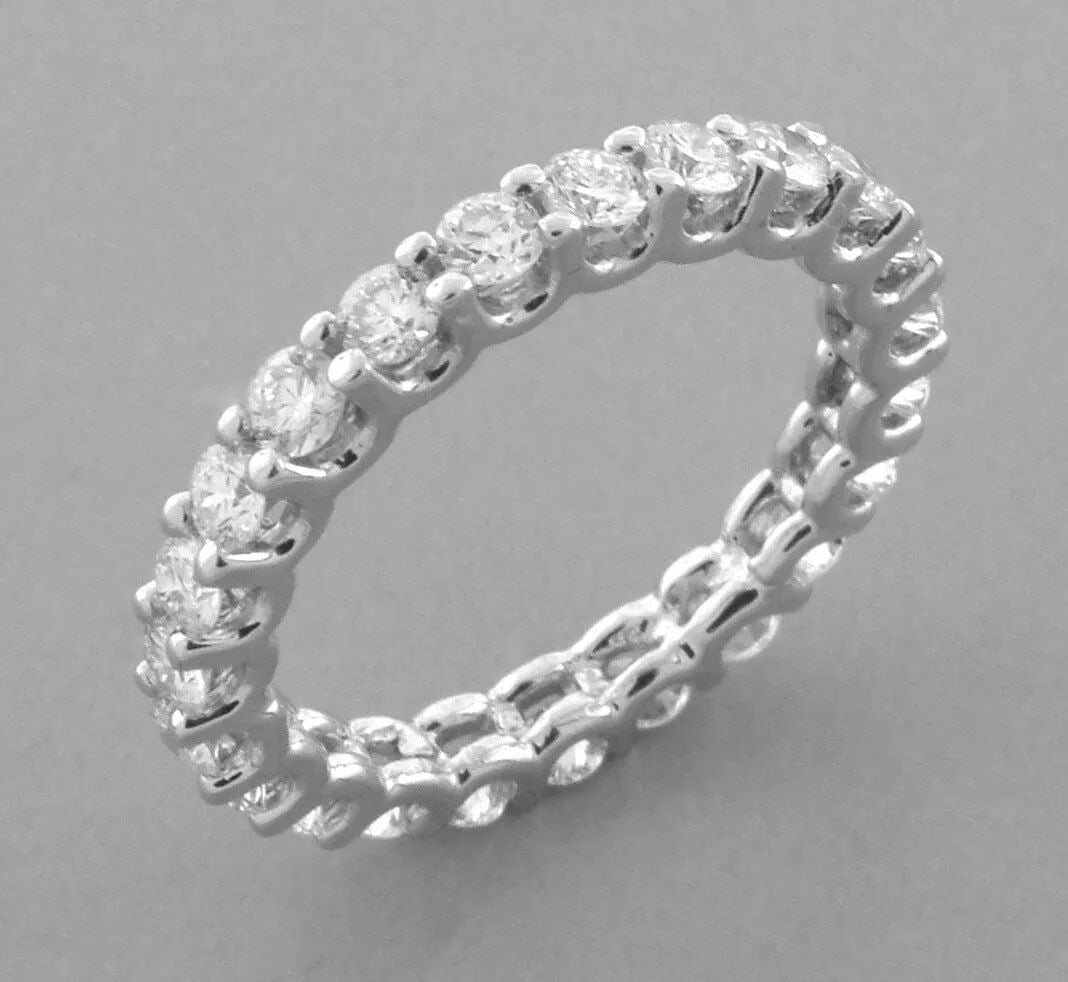 14K WHITE GOLD 1.60ct LAB-CREATED DIAMOND CVD U SHAPE ETERNITY BAND RING G VS2: 1.75ct LAB GROWN ROUND DIAMOND BAND 14K white gold cvd diamond U shape eternity band ring 23 stones x 0.07ct each = 1.61ct G VS2 (eye clean, white diamonds) Size 5 2.6mm wide If you want a different s