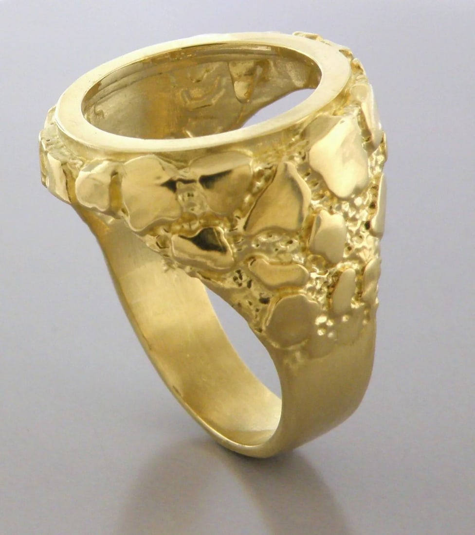 1/10 oz GOLD AMERICAN EAGLE COIN MOUNT RING 14K MEN'S NUGGET HEAVY - MOUNT ONLY (1 of 2)