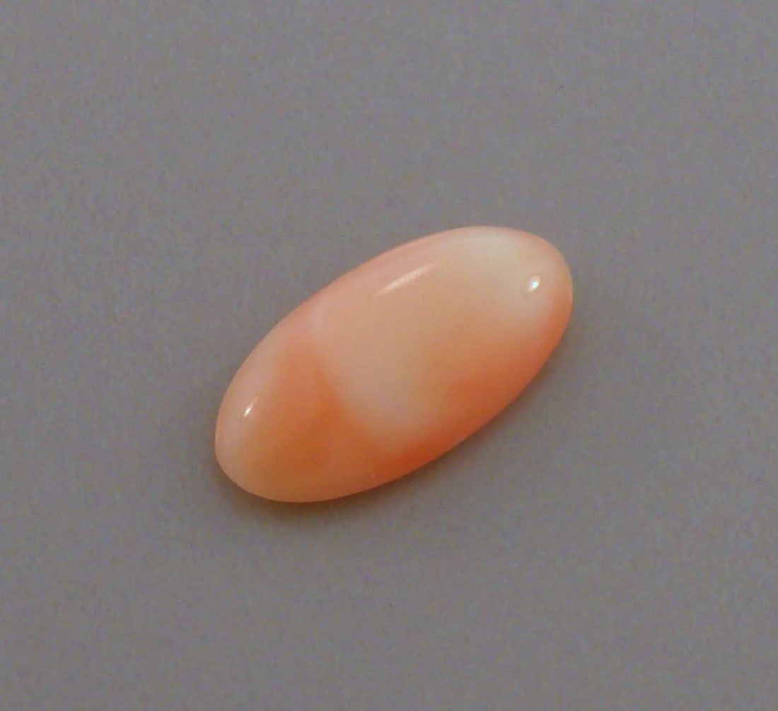 VINTAGE NATURAL OVAL CABOCHON PINK BLUSH CORAL 20X10mm - 6.27ct (1 of 2)