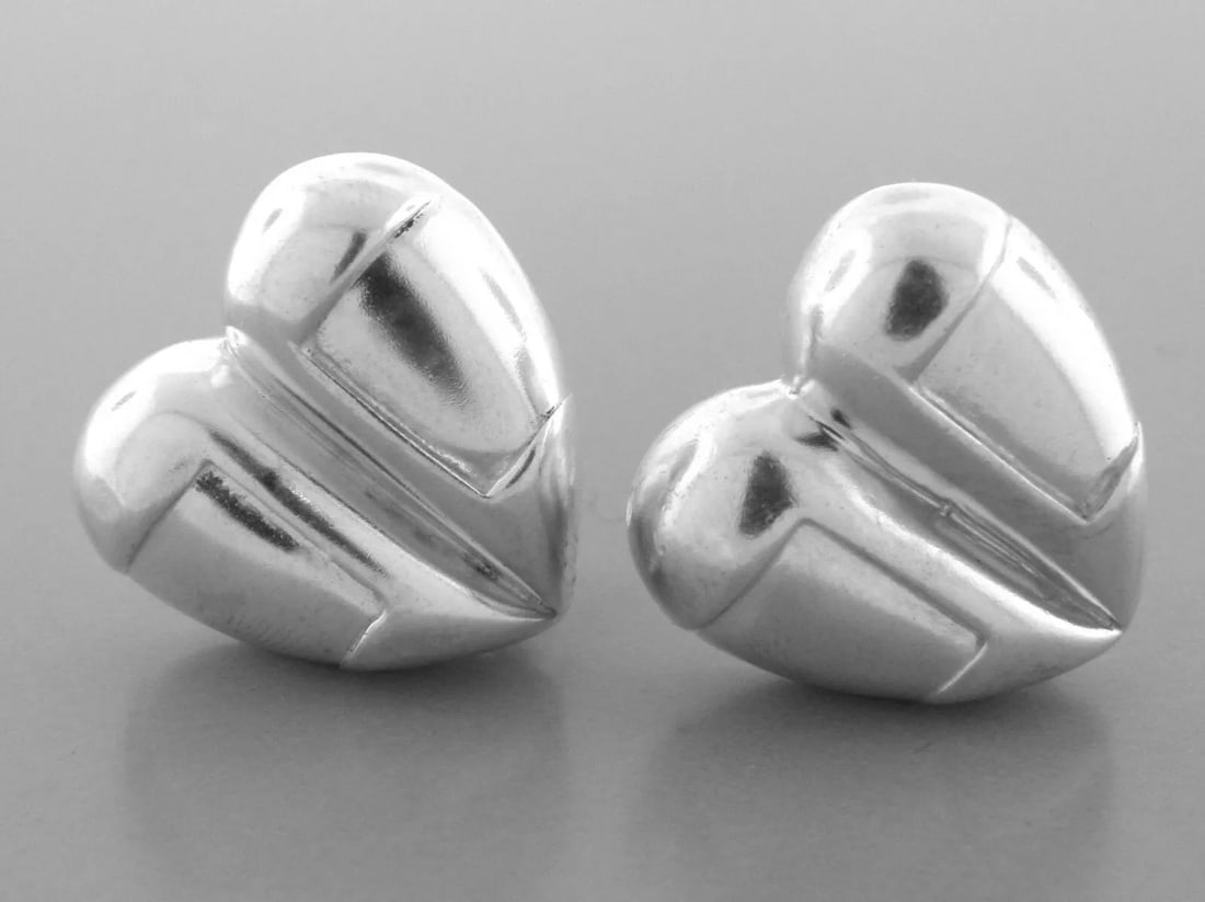 KIESELSTEIN CORD SPORT STERLING SILVER HEART EARRINGS CLIP ON (1 of 2)