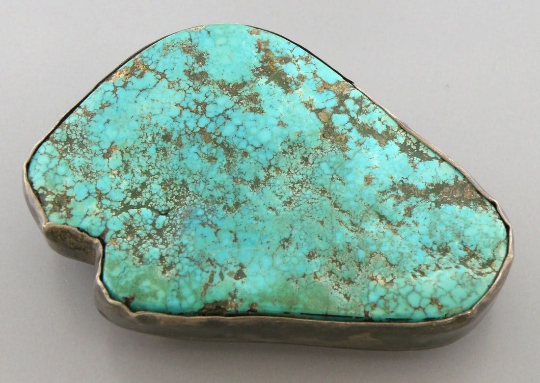 VINTAGE NAVAJO STERLING SILVER MUSEUM QUALITY TURQUOISE BELT BUCKLE MASSIVE (1 of 2)
