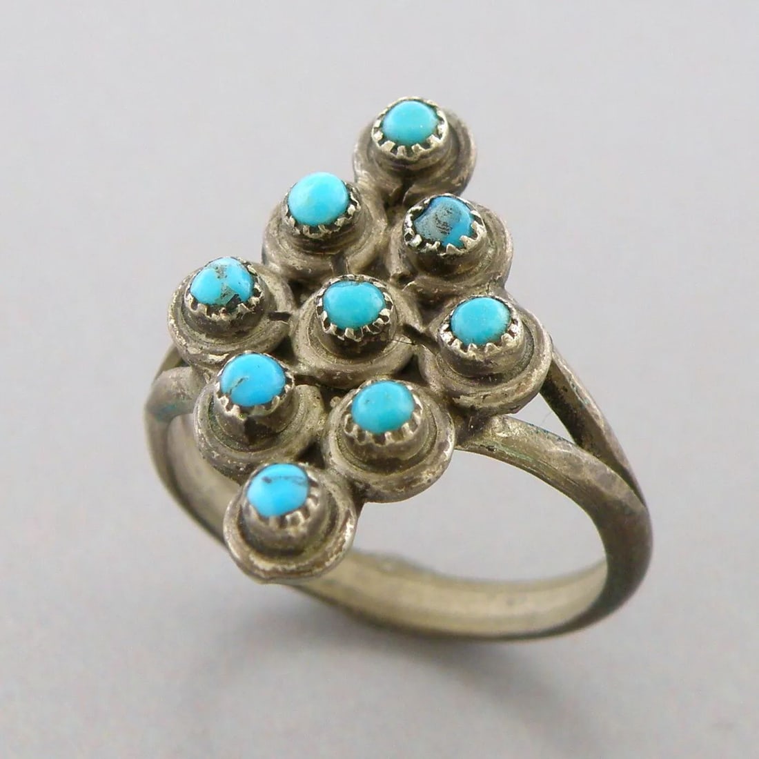 VINTAGE NAVAJO STERLING SILVER TURQUOISE SNAKE EYE RING (1 of 2)