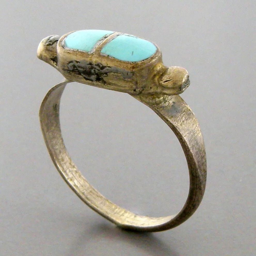 VINTAGE BEAUTIFUL NAVAJO STERLING SILVER INLAY TURQUOISE RING (1 of 2)