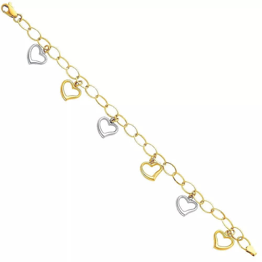 NEW 14K TWO TONE GOLD LIGHT FANCY HOLLOW BRACELET: NEW 14K TWO TONE GOLD LIGHT FANCY HOLLOW BRACELET 14K TWO TONE GOLD NEW LIGHT FANCY HOLLOW BRACELET WEIGHT: 5.4g LENGTH: 7.5in