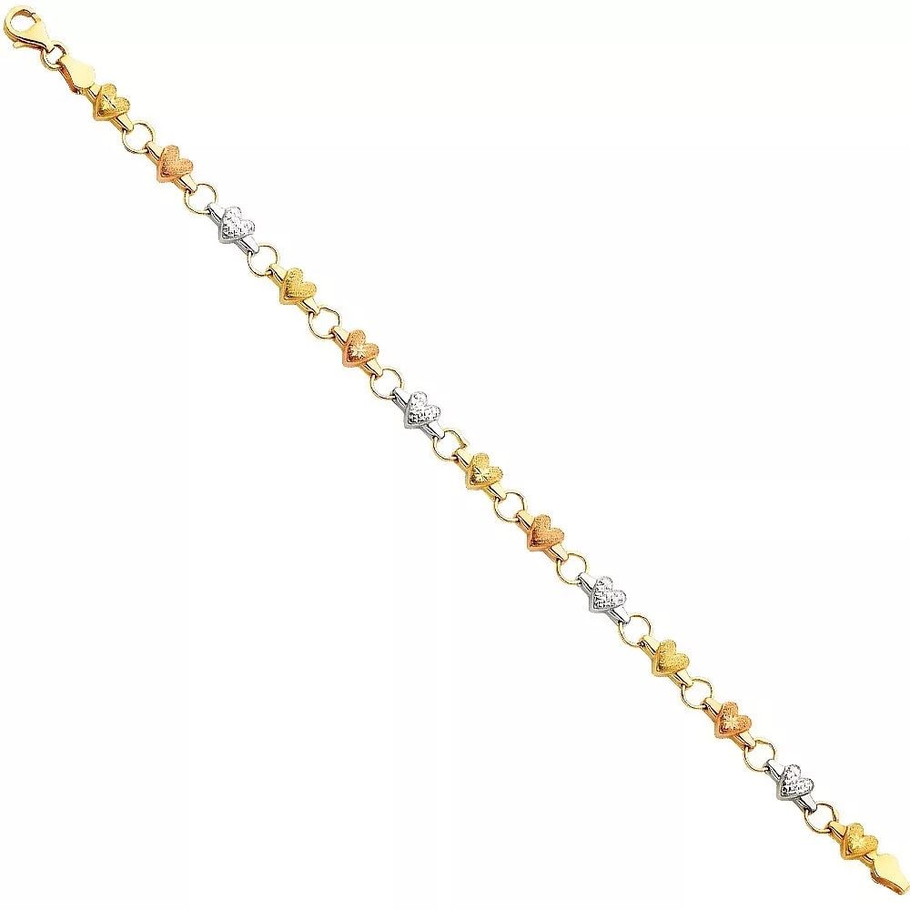 NEW 14K TRI COLOR GOLD LIGHT ENAMEL BRACELET FOR KID/JUNIOR: NEW 14K TRI COLOR GOLD LIGHT ENAMEL BRACELET FOR KID/JUNIOR 14K TRI COLOR GOLD NEW LIGHT ENAMEL BRACELET FOR KID/JUNIOR WEIGHT: 3.5g LENGTH: 7.25in