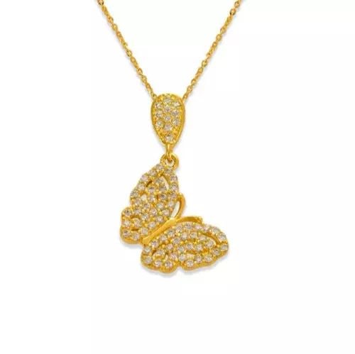 NEW 14K YELLOW GOLD FANCY BUTTERFLY CZ PENDANT: NEW 14K YELLOW GOLD FANCY BUTTERFLY CZ PENDANT 14K Yellow Gold Approx. 10x12.5mm High Polished/Cubic Zirconia Chains Sold Separately Weight: 1.8 Grams