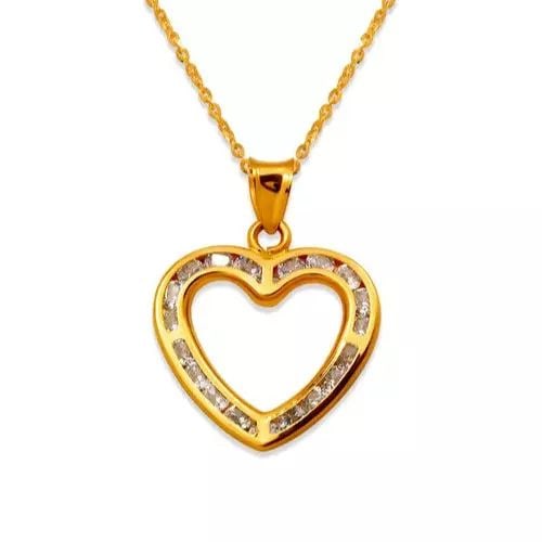 NEW 14K YELLOW GOLD HEART CZ PENDANT (1 of 2)