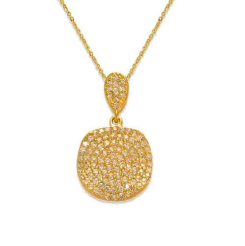 NEW 14K YELLOW GOLD FANCY DISC CZ PENDANT (1 of 2)
