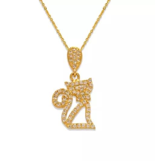 NEW 14K YELLOW GOLD FANCY CAT CZ PENDANT (1 of 2)